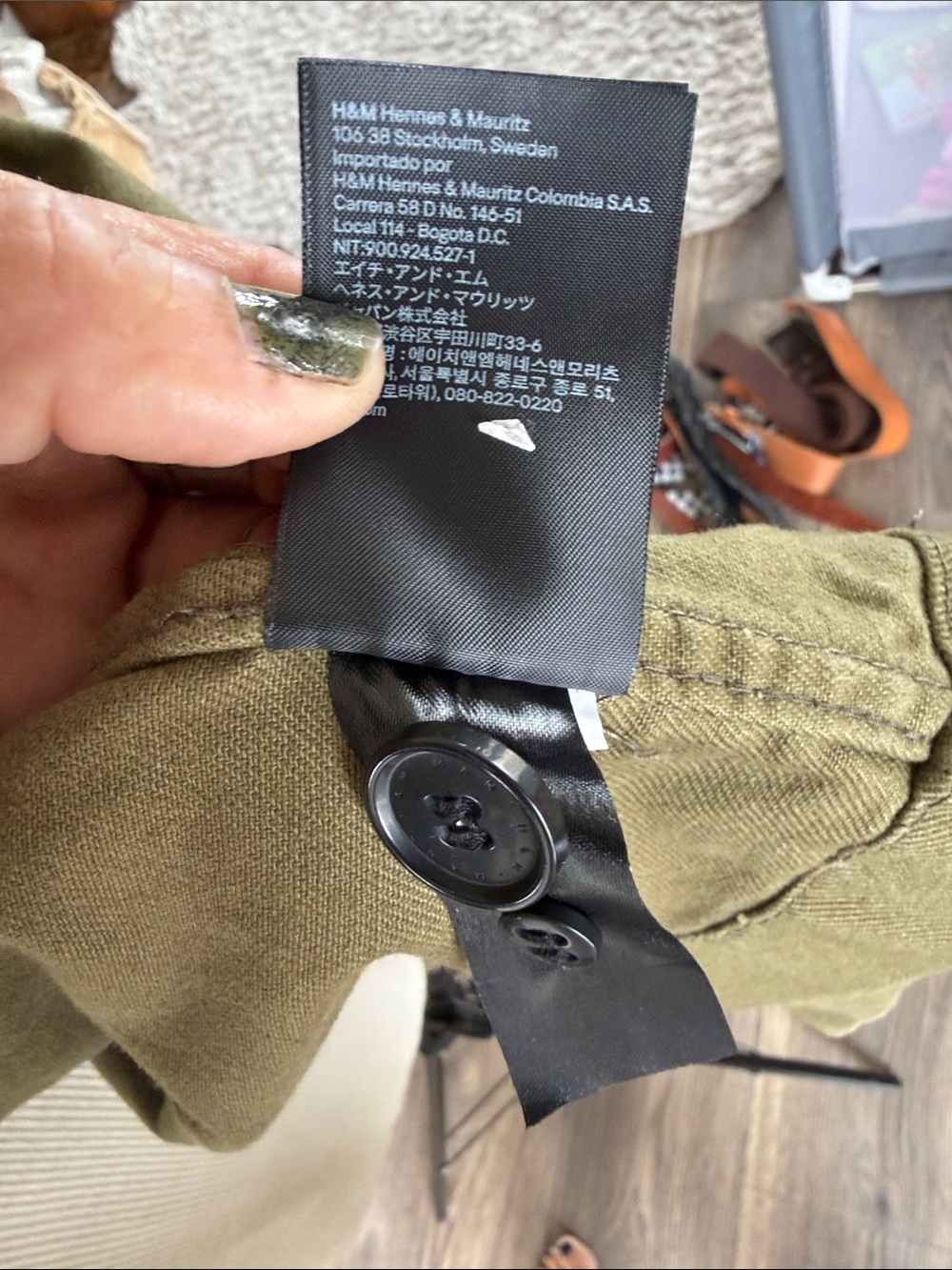 Olive Green Button-Front Utility Jacket size large - Picture 6 of 9